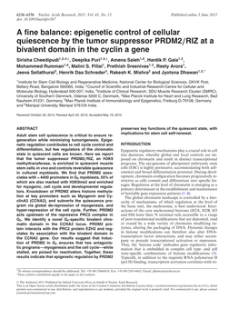 Epigenetic Control of Cellular Quiescence By