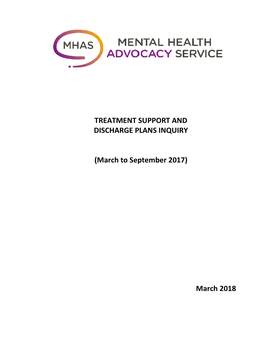 Treatment Support and Discharge Plans Inquiry
