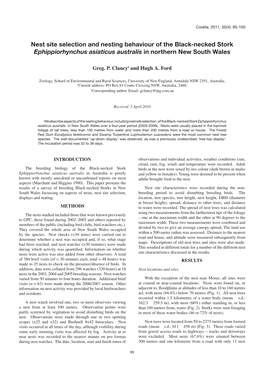 Nest Site Selection and Nesting Behaviour of the Black-Necked Stork Ephippiorhynchus Asiaticus Australis in Northern New South Wales