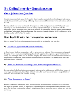 Grunt Js Interview Questions