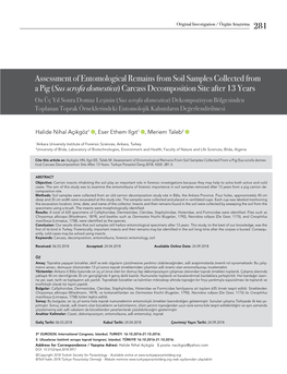 281 Assessment of Entomological Remains from Soil Samples Collected from a Pig (Sus Scrofa Domestica) Carcass Decomposition