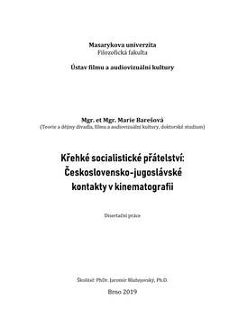 Československo-Jugoslávské Kontakty V Kinematografii