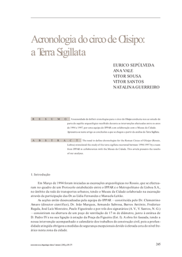 A Cronologia Do Circo De Olisipo: a Terra Sigillata