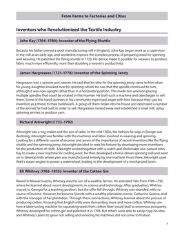 Inventors Who Revolutionized the Textile Industry