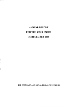 Annual Report for the Year Ended 31 December 1994
