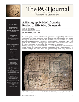 A Hieroglyphic Block from the Region of Hiix Witz, Guatemala