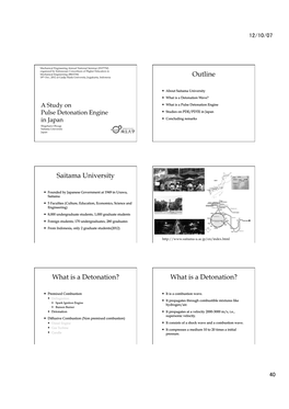 Outline Saitama University What Is a Detonation?