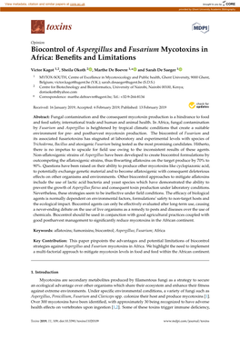 Biocontrol of Aspergillus and Fusarium Mycotoxins in Africa: Beneﬁts and Limitations