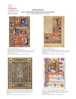PRESS IMAGES Pages of Gold: Medieval Illuminations from the Morgan June 19 Through September 13, 2009