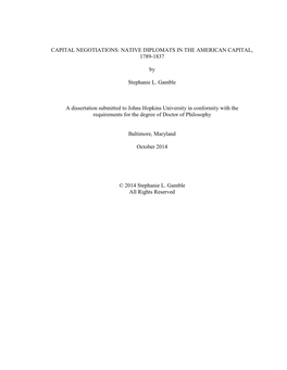 Capital Negotiations: Native Diplomats in the American Capital, 1789-1837