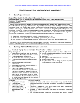 Project Climate Risk Assessment and Management Report