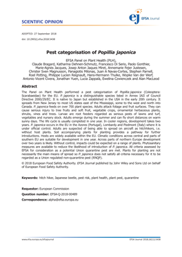 Pest Categorisation of Popillia Japonica