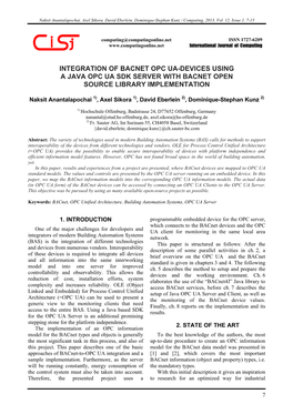 Integration of Bacnet Opc Ua-Devices Using a Java Opc Ua Sdk Server with Bacnet Open Source Library Implementation