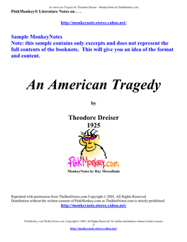 An American Tragedy by Theodore Dreiser - Monkeynotes by Pinkmonkey.Com Pinkmonkey® Literature Notes On
