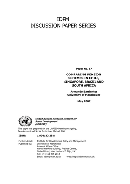 Comparing Pension Schemes in Chile, Singapore, Brazil and South Africa