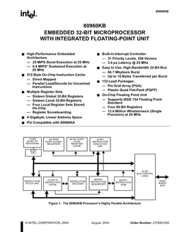 80960Kb Embedded 32-Bit Microprocessor with Integrated Floating-Point Unit