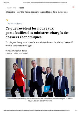 Ce Que Révèlent Les Nouveaux Portefeuilles Des Ministres Chargés Des Dossiers Économiques