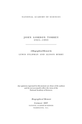 John Gordon Torrey 1921–1993