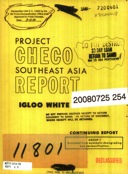 Project CHECO Southeast Asia Report. Igloo White, January 1970