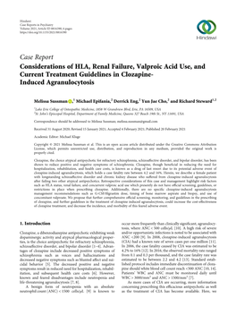 Considerations of HLA, Renal Failure, Valproic Acid Use, and Current Treatment Guidelines in Clozapine-Induced Agranulocytosis