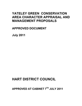 Yateley Green Conservation Area Character Appraisal and Management Proposals