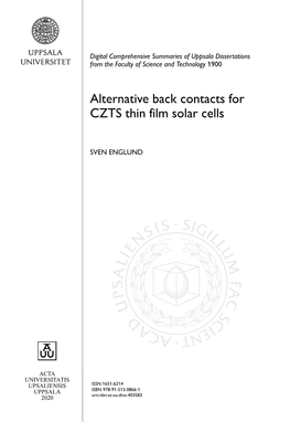 Alternative Back Contacts for CZTS Thin Film Solar Cells