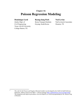 Poisson Regression Modeling1