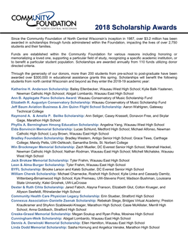 2018 Scholarship Awards