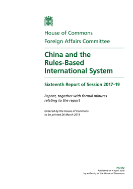 China and the Rules-Based International System