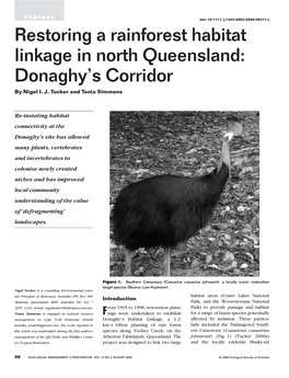 Restoring a Rainforest Habitat Linkage in North Queensland: Donaghy's