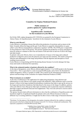 Hypothiocyanite / Lactoferrin for the Treatment of Cystic Fibrosis