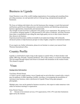 Business in Uganda Country Profile Visas