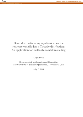 Generalized Estimating Equations When the Response Variable Has a Tweedie Distribution: an Application for Multi-Site Rainfall Modelling