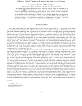 Effective Chiral Theory for Pseudoscalar and Vector Mesons