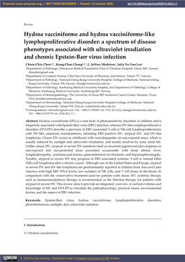 A Spectrum of Disease Phenotypes Associated with Ultraviolet Irradiation and Chronic Epstein-Barr Virus Infection