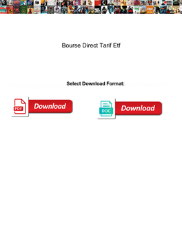 Bourse Direct Tarif Etf