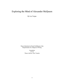 Exploring the Mind of Alexander Mcqueen