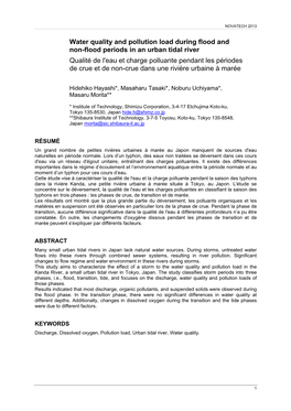 Water Quality and Pollution Load During Flood and Non-Flood Periods