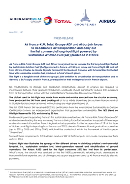 1St Long-Haul Flight from Paris-CDG with Sustainable Aviation Fuel (SAF)