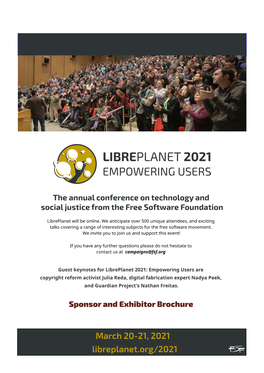 March 20-21, 2021 Libreplanet.Org/2021 ABOUT LIBREPLANET