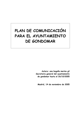 Plan De Comunicación Para El Ayuntamiento De Gondomar