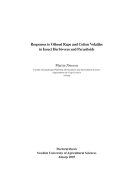 Responses to Oilseed Rape and Cotton Volatiles in Insect Herbivores and Parasitoids