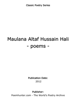 Maulana Altaf Hussain Hali - Poems