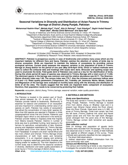 Seasonal Variations in Diversity and Distribution of Avian Fauna In