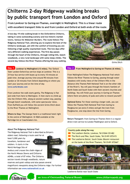Chilterns 2-Day Ridgeway Walking Breaks by Public Transport from London and Oxford from Lewknor to Goring-On-Thames, Overnight in Wallingford