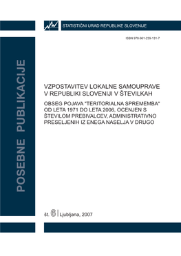 Vzpostavitev Lokalne Samouprave V Republiki Sloveniji V Številkah