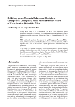 Hemiptera, Cercopoidea: Cercopidae) with a New Distribution Record of K