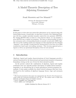 A Model-Theoretic Description of Tree Adjoining Grammars 1