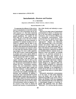 Semiochemicals-Structure and Function