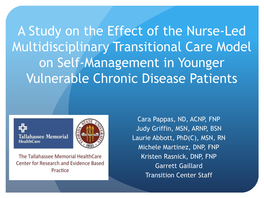 The Effects of Implementing the Transitional Care Model with Chronic Disease Patients: a Pilot Study